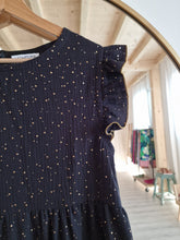 Carica l&#39;immagine nel visualizzatore di Gallery, Cielo stellato...Vestito mussola nero pois oro tg s