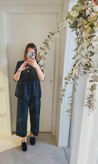 Panta LONDRA tartan verde blu