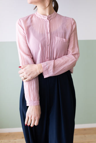 Camicia COREANA seta cotone rosa antico