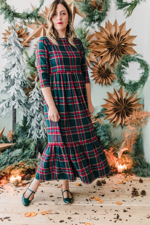 Vestito ATENE Tartan verdone/rosso