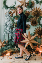 Carica l&#39;immagine nel visualizzatore di Gallery, Gonna VENEZIA tartan rosso natale