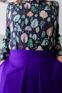 Maglia TRENTO base blu alberi e foglie
