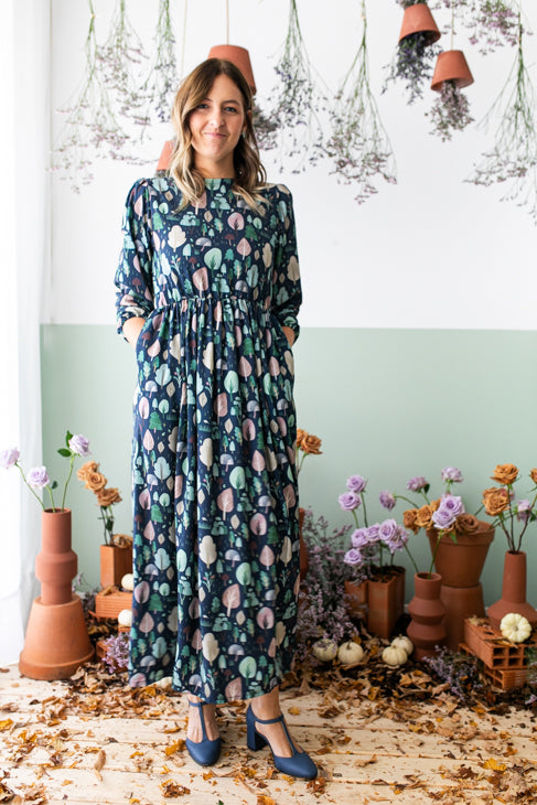Vestito FRANCIACORTA alberi base blu