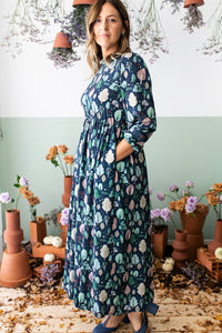 Vestito FRANCIACORTA alberi base blu