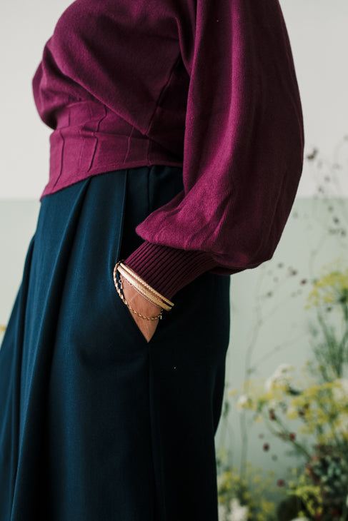 Maglioncino scollo V crop prugna