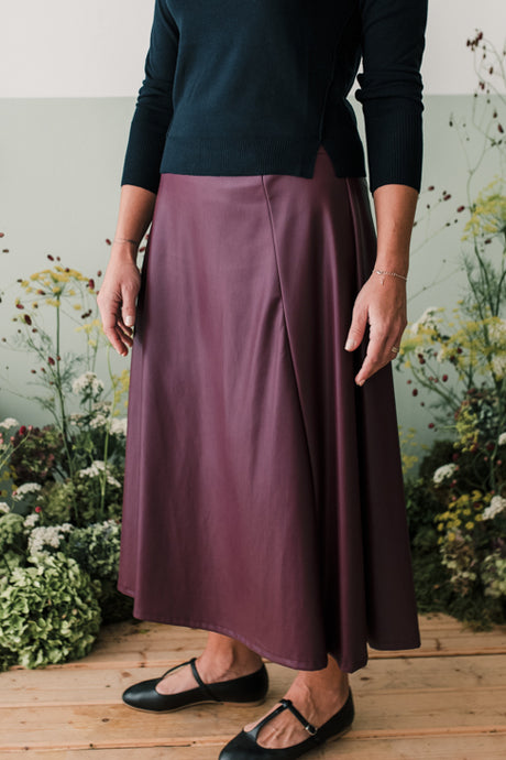 Gonna midi ecopelle bordeaux