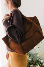 Carica l&#39;immagine nel visualizzatore di Gallery, borsa maxi pelle scamosciata bruciato