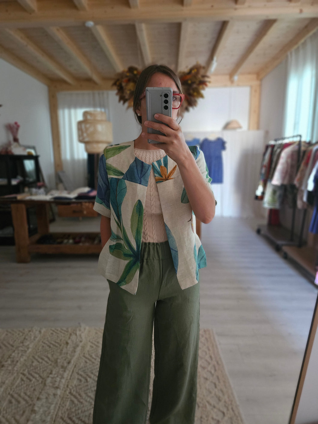 Pantalone parigi lino verde tg 42