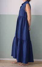 Carica l&#39;immagine nel visualizzatore di Gallery, Maxi vestito lino bluette tg M