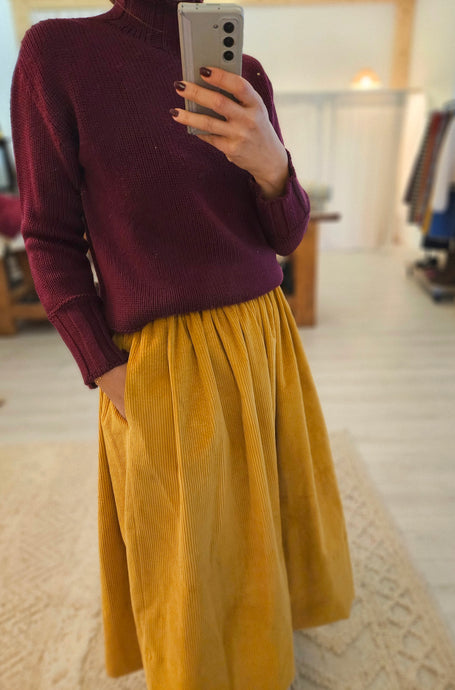 Gonna FEDE midi velluto senape