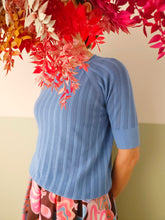 Carica l'immagine nel visualizzatore di Gallery, Maglia cotone lavorato azzurro/blu PRONTA CONSEGNA