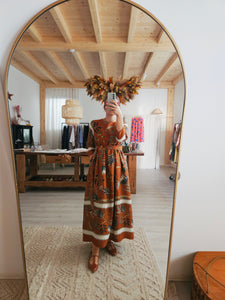 Vestito lino dipinto l'autunno