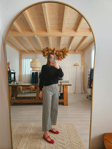 Pantalone vichy bianco nero