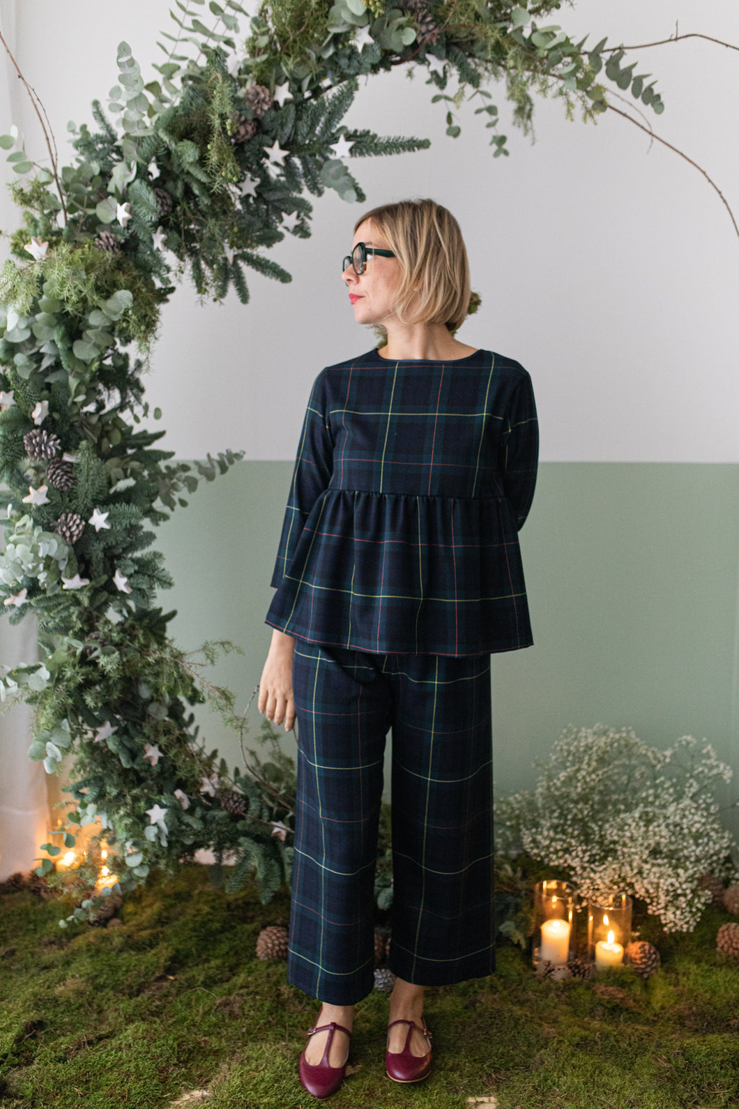 Panta LONDRA tartan verde blu righe