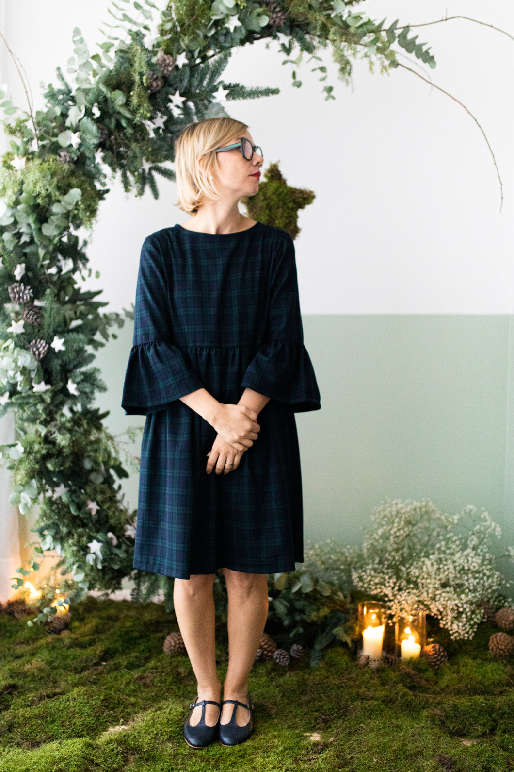 Vestito Belgrado tartan verde/blu preordine